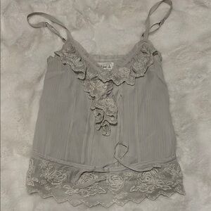 Abercrombie & Fitch Gray Ruffled Tie Front Camisole